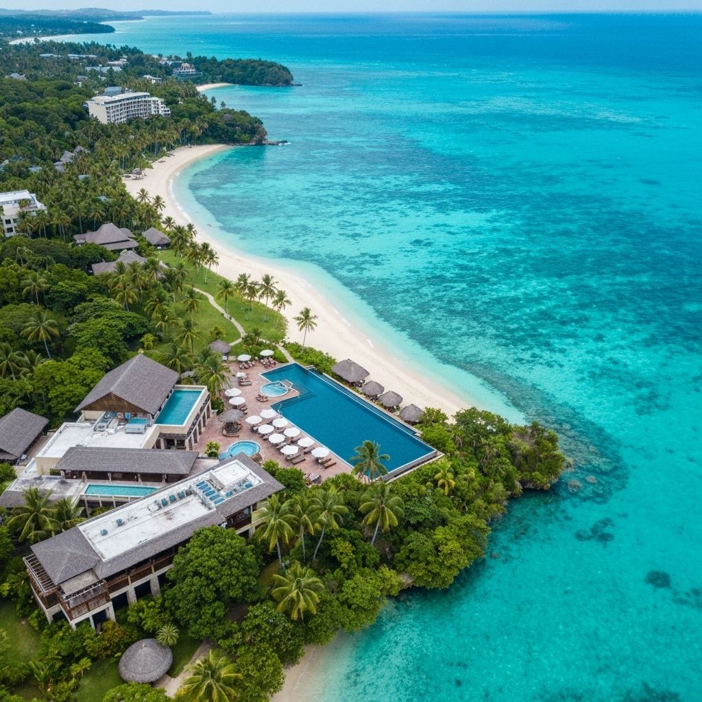 Luxury resort with turquoise ocean